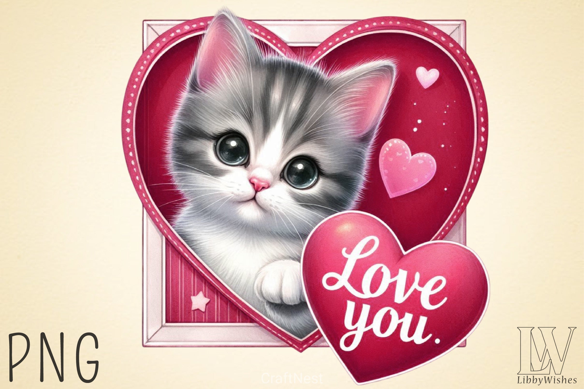 Love You Cat Valentine's Day Clipart Bundle 3 - CraftNest - Digital Crafting and Art
