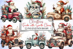 Santa Truck Christmas Clipart Bundle - CraftNest - Digital Crafting and Art
