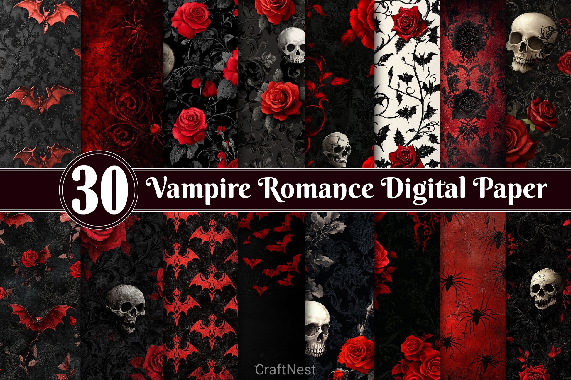 Vampire Romance Digital Paper - CraftNest - Digital Crafting and Art