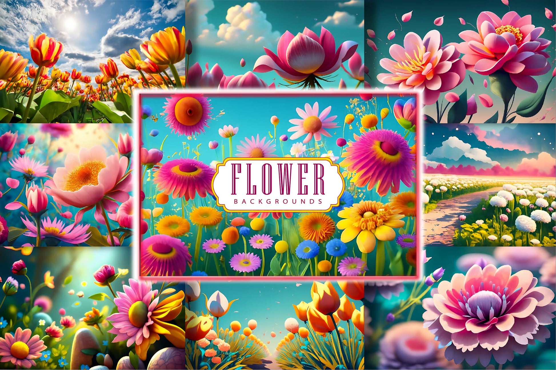 Whimsical Flower Backgrounds Clipart Bundle - CraftNest - Digital Crafting and Art