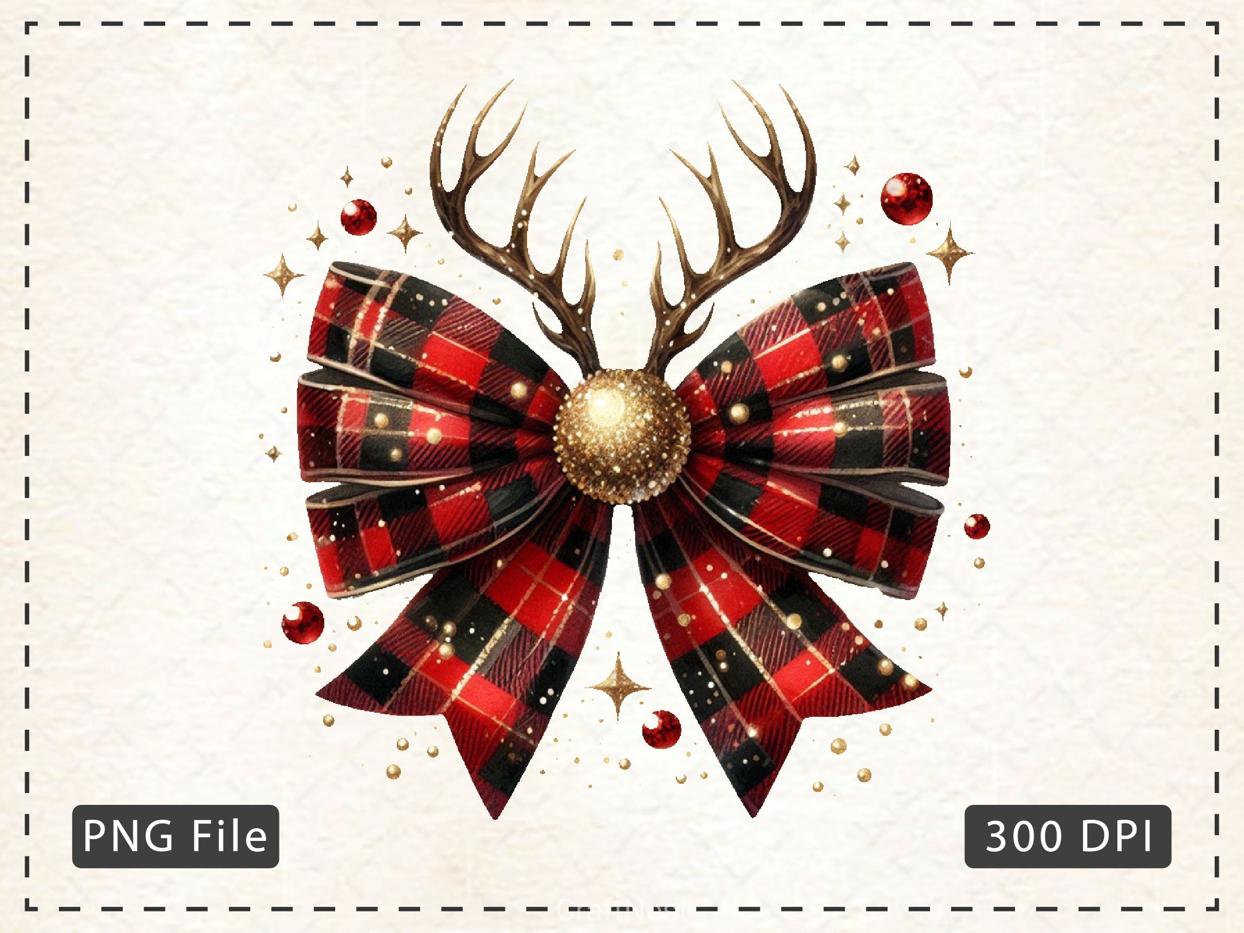 Christmas Reindeer Bow Coquette Bow Clipart Bundle - CraftNest - Digital Crafting and Art