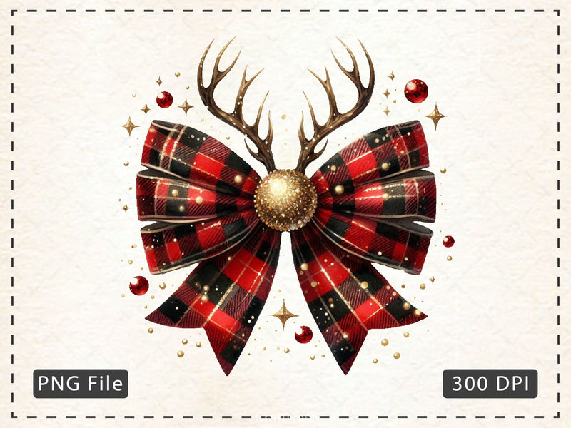 Christmas Reindeer Bow Coquette Bow Clipart Bundle - CraftNest - Digital Crafting and Art