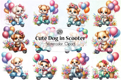 Cute Dog Scooter Clipart Bundle - CraftNest - Digital Crafting and Art