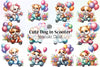 Cute Dog Scooter Clipart Bundle