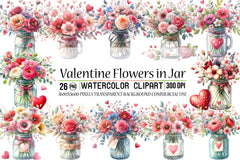 Valentine Flowers Jar Clipart Bundle - CraftNest - Digital Crafting and Art
