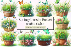 Spring Grass In Basket Clipart Bundle 2 - CraftNest - Digital Crafting and Art