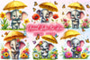 Cute Elephant Under The Rain Clipart Bundle