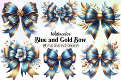 Blue Gold Bow Clipart Bundle - CraftNest - Digital Crafting and Art