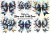 Blue Gold Bow Clipart Bundle
