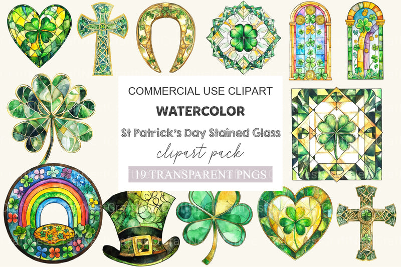 St Patrick's Day Stained Glass Clipart Bundle - CraftNest - Digital Crafting and Art