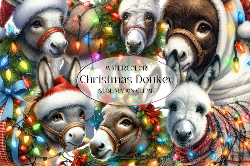 Christmas Donkey Clipart Bundle - CraftNest - Digital Crafting and Art