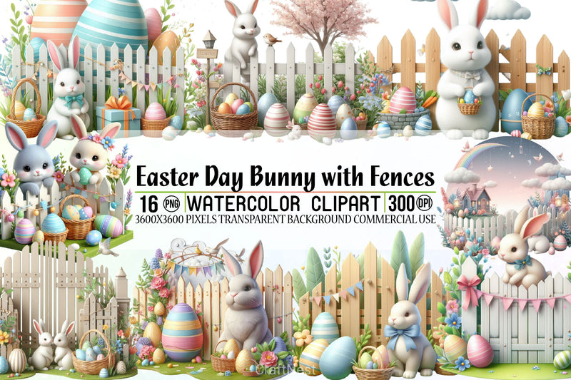 Easter Bunny Fences Clipart Bundle - CraftNest - Digital Crafting and Art