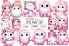 Pink Cute Couple Yeti Clipart Bundle