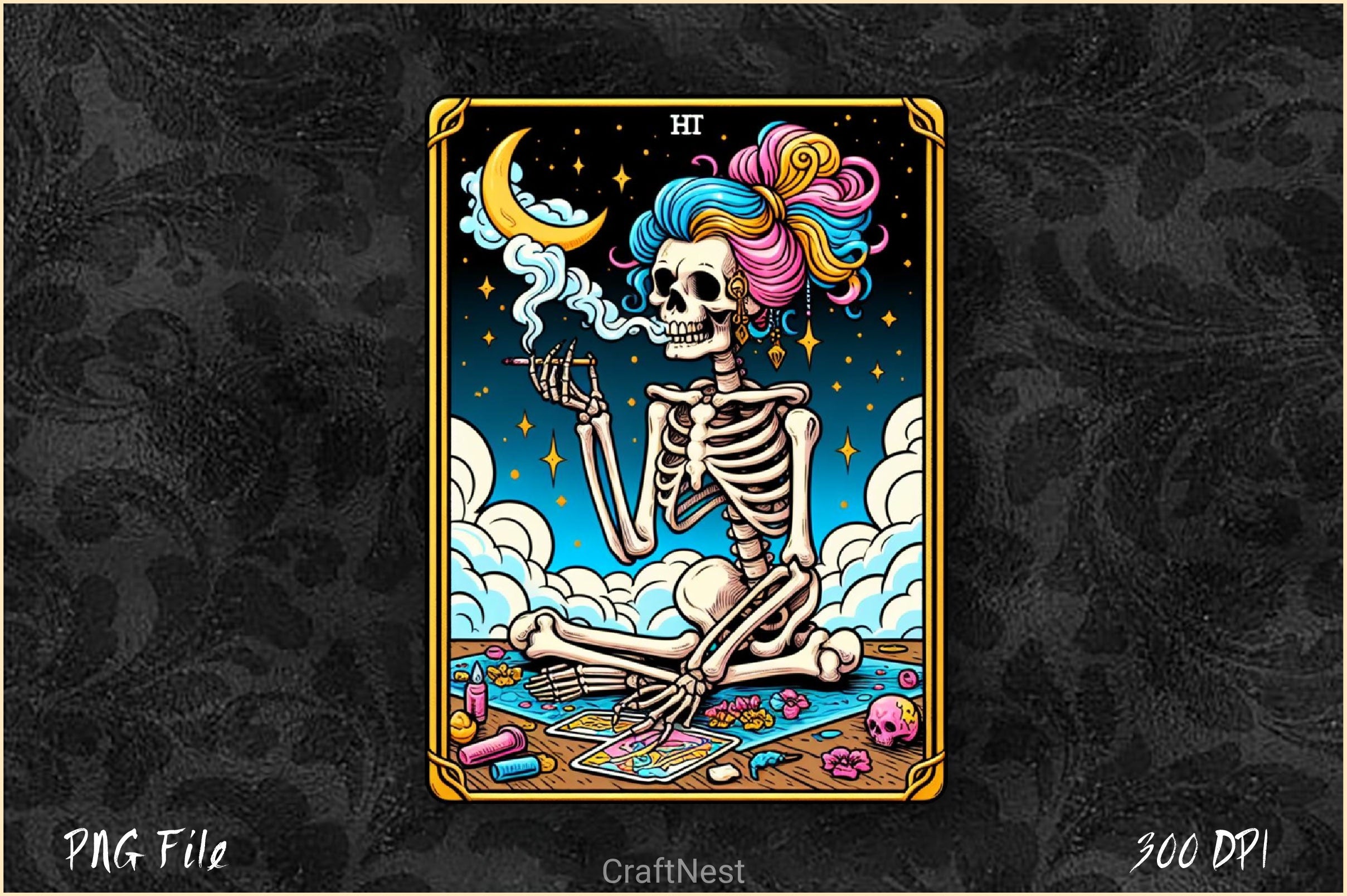 The Stoner Skeleton Tarot Card Clipart Bundle - CraftNest - Digital Crafting and Art
