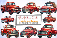 Red Pickup Truck Clipart Bundle - CraftNest - Digital Crafting and Art