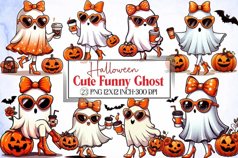Cute Ghost Halloween Clipart Bundle 1 - CraftNest - Digital Crafting and Art