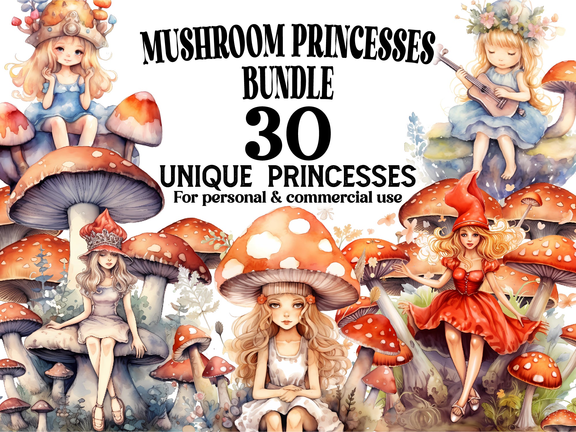 Mushroom Princesses Clipart - CraftNest