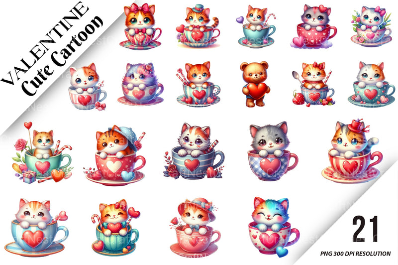 Valentine's Day Cute Cartoon Clipart Bundle - CraftNest - Digital Crafting and Art