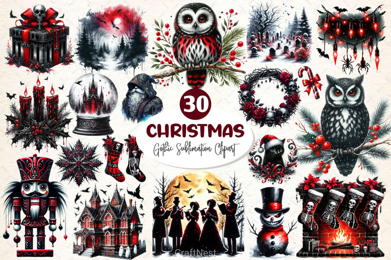 Gothic Christmas Clipart Bundle 2 - CraftNest - Digital Crafting and Art