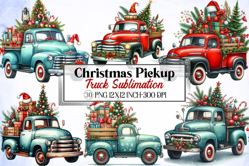 Christmas Truck Clipart Bundle 8 - CraftNest - Digital Crafting and Art