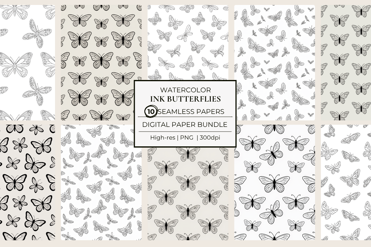 Ink Butterflies Seamless Papers