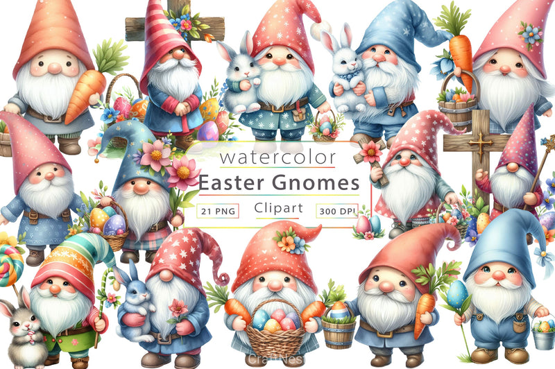 Easter Gnome Clipart Bundle 11 - CraftNest - Digital Crafting and Art