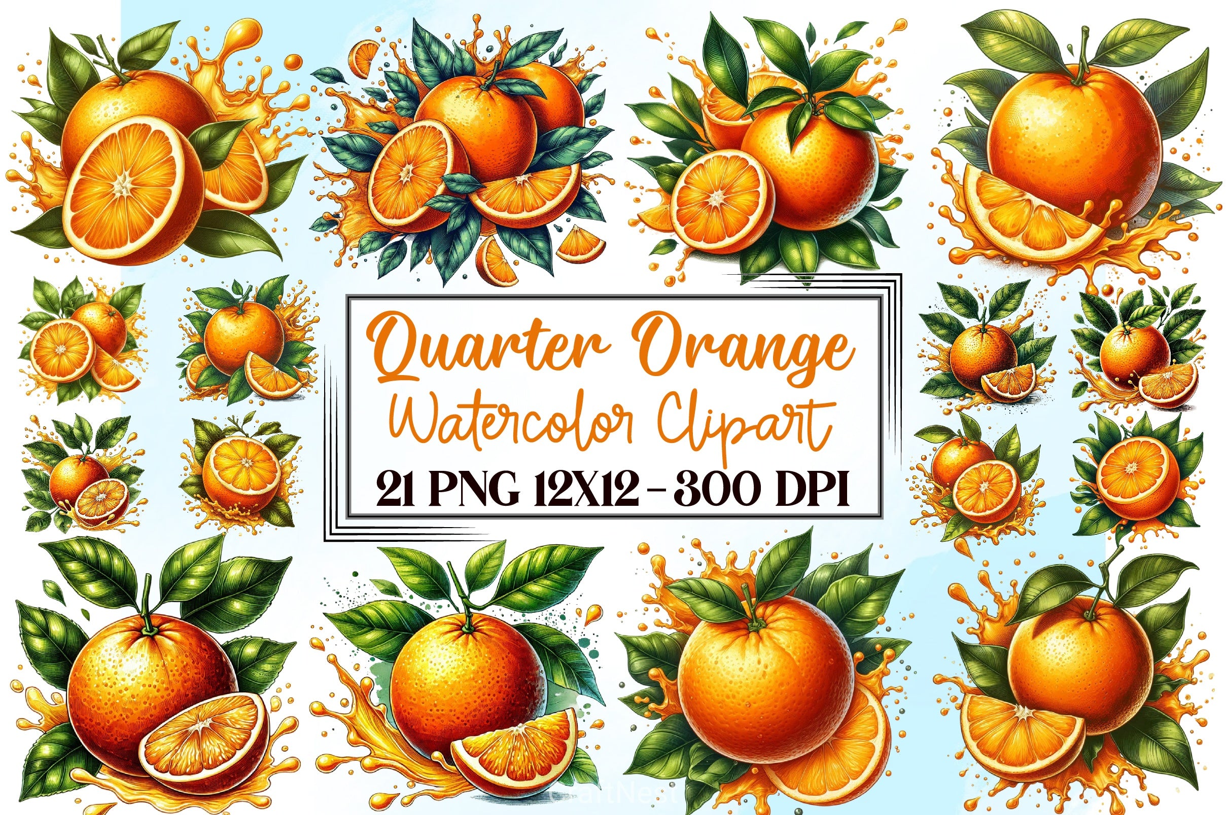 Quarter Orange Clipart Bundle - CraftNest - Digital Crafting and Art