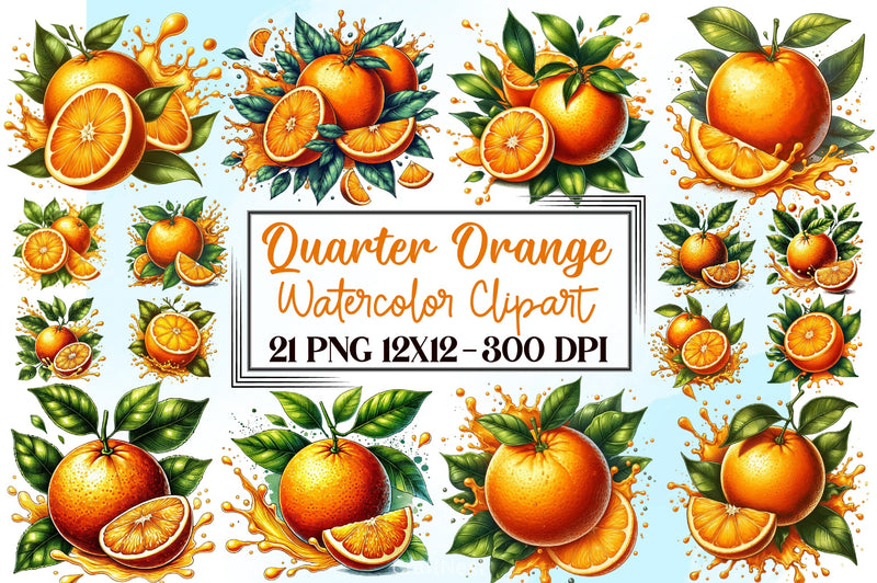 Quarter Orange Clipart Bundle - CraftNest - Digital Crafting and Art