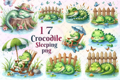 Sleeping Crocodile Clipart Bundle - CraftNest - Digital Crafting and Art