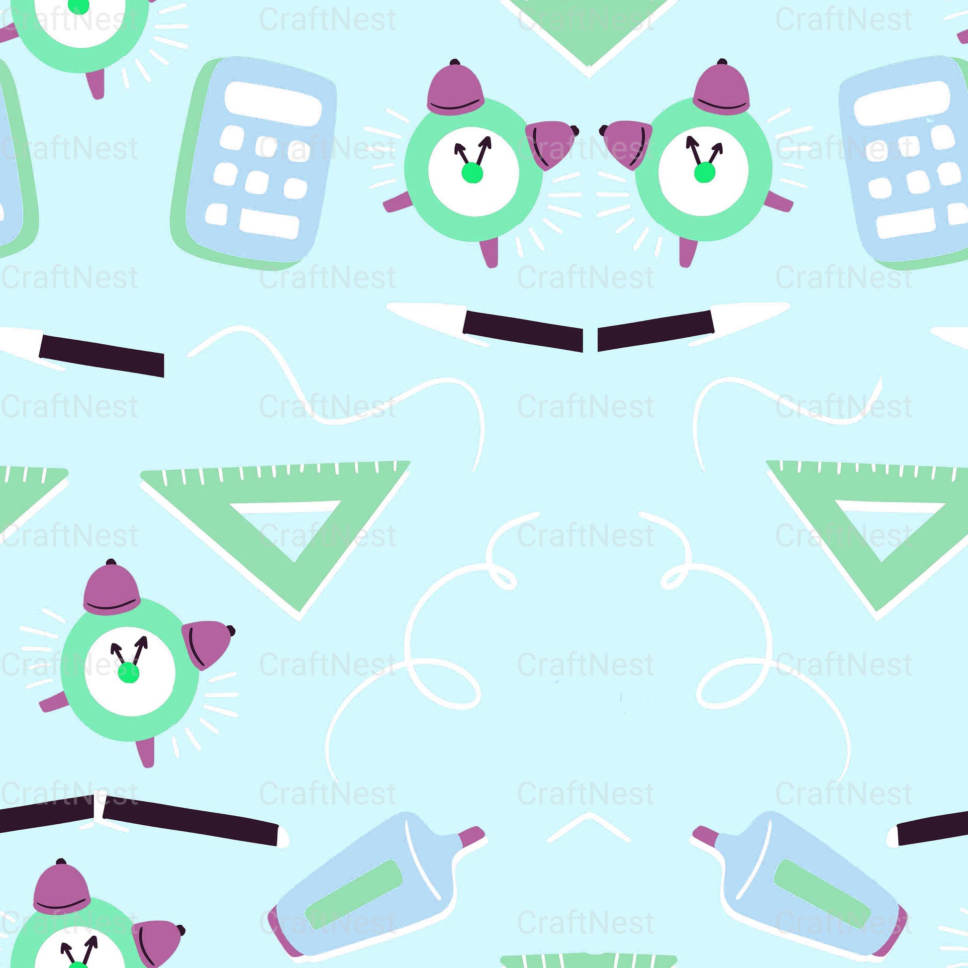 Back to School Green Digital Paper - CraftNest - Digital Crafting and Art