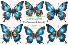 Blue Steampunk Butterfly Clipart Bundle - CraftNest - Digital Crafting and Art
