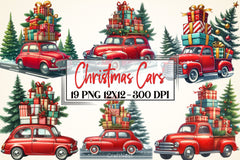 Christmas Cars Clipart Bundle - CraftNest - Digital Crafting and Art