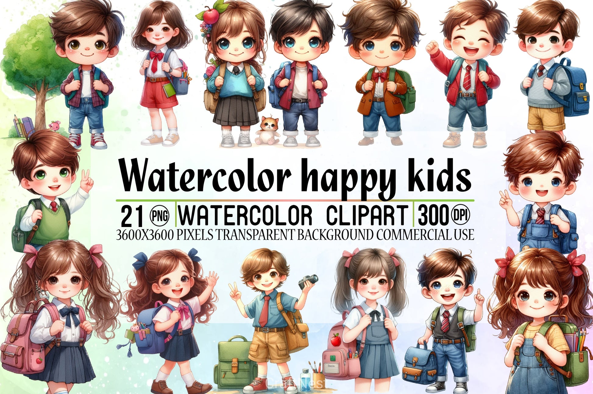 Happy Kids Clipart Bundle - CraftNest - Digital Crafting and Art
