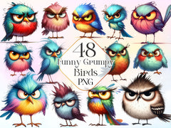 Funny Grumpy Bird Clipart Bundle - CraftNest - Digital Crafting and Art