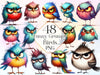Funny Grumpy Bird Clipart Bundle