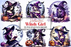 Halloween Witch Girl Clipart Bundle 6 - CraftNest - Digital Crafting and Art