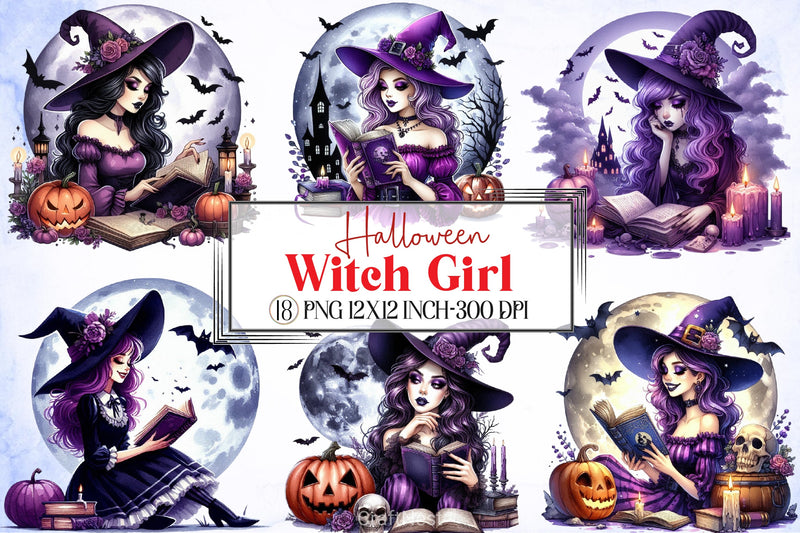 Halloween Witch Girl Clipart Bundle 6 - CraftNest - Digital Crafting and Art
