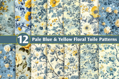 Pale Blue & Yellow Floral Toile Patterns Clipart Bundle - CraftNest - Digital Crafting and Art