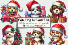 Cute Dog Santa Hat Clipart Bundle - CraftNest - Digital Crafting and Art
