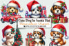 Cute Dog Santa Hat Clipart Bundle