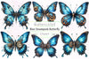Blue Steampunk Butterfly Clipart Bundle