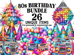 80s Birthday Clipart - CraftNest