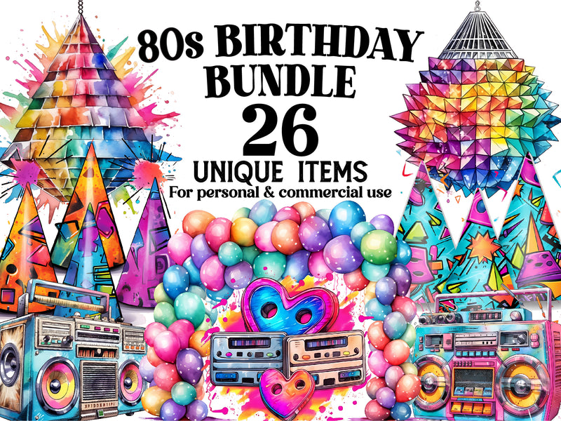 80s Birthday Clipart - CraftNest