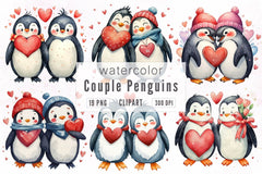 Couple Penguins Clipart Bundle - CraftNest - Digital Crafting and Art