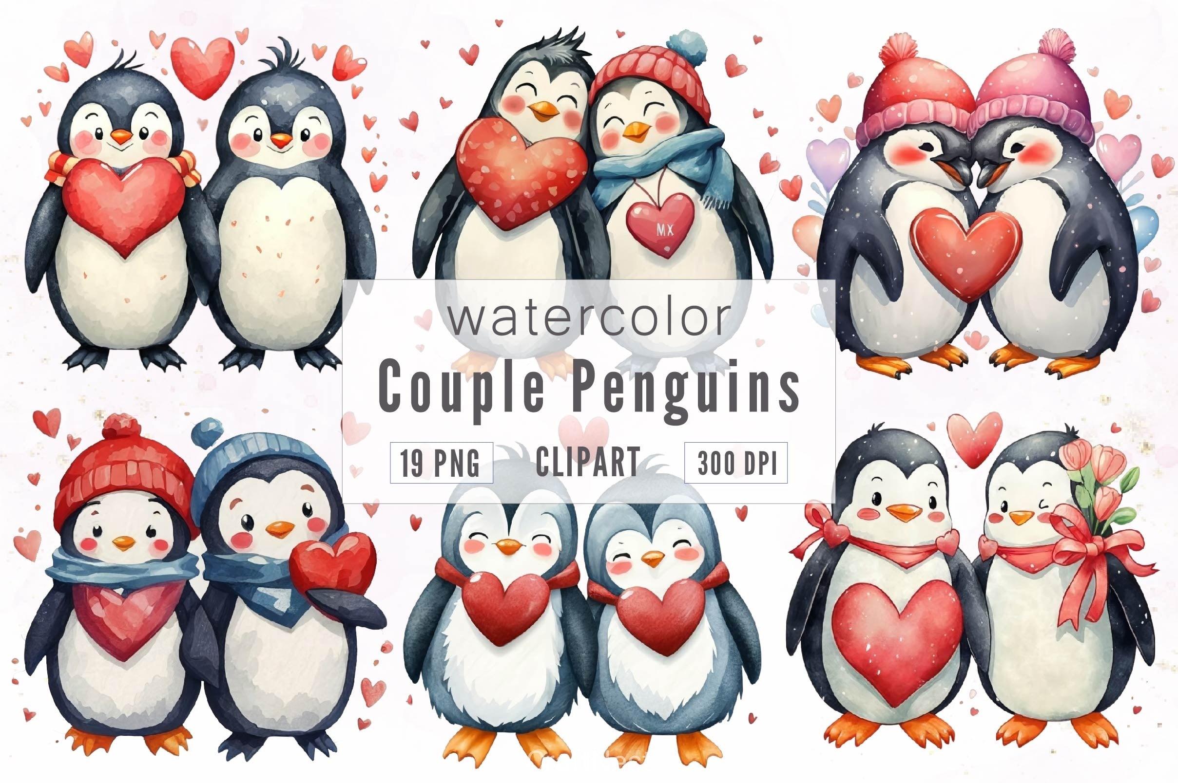 Couple Penguins Clipart Bundle - CraftNest - Digital Crafting and Art