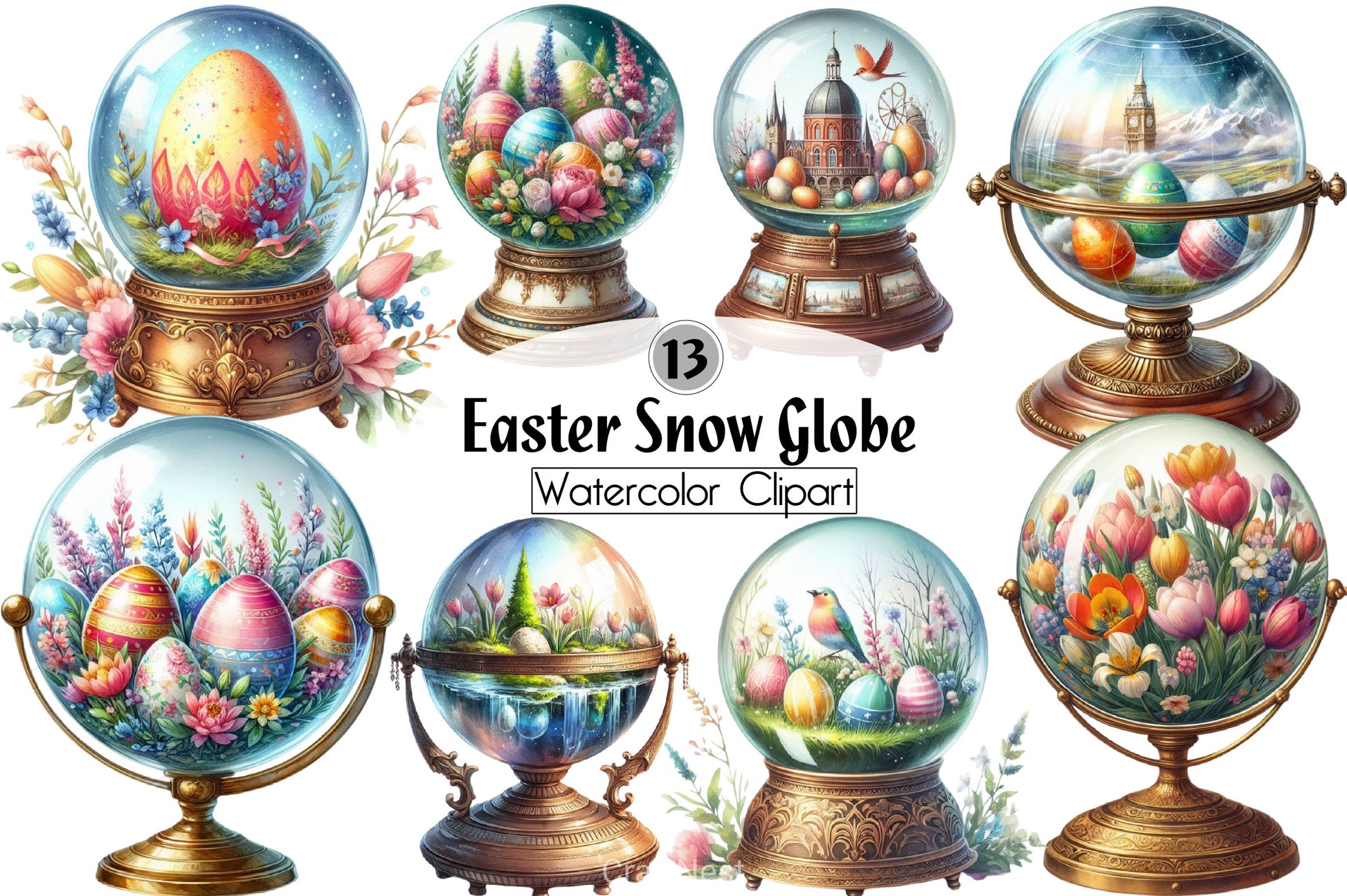 Easter Snow Globe Clipart Bundle - CraftNest - Digital Crafting and Art