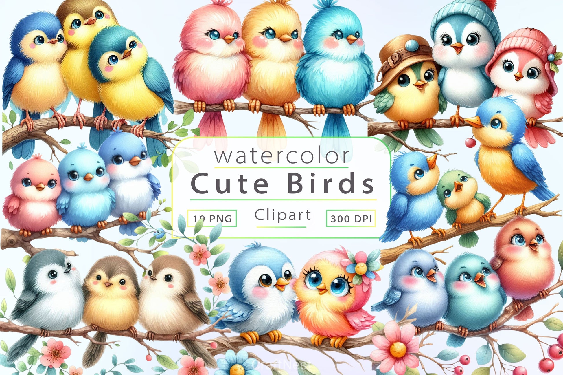 Cute Birds Clipart Bundle - CraftNest - Digital Crafting and Art