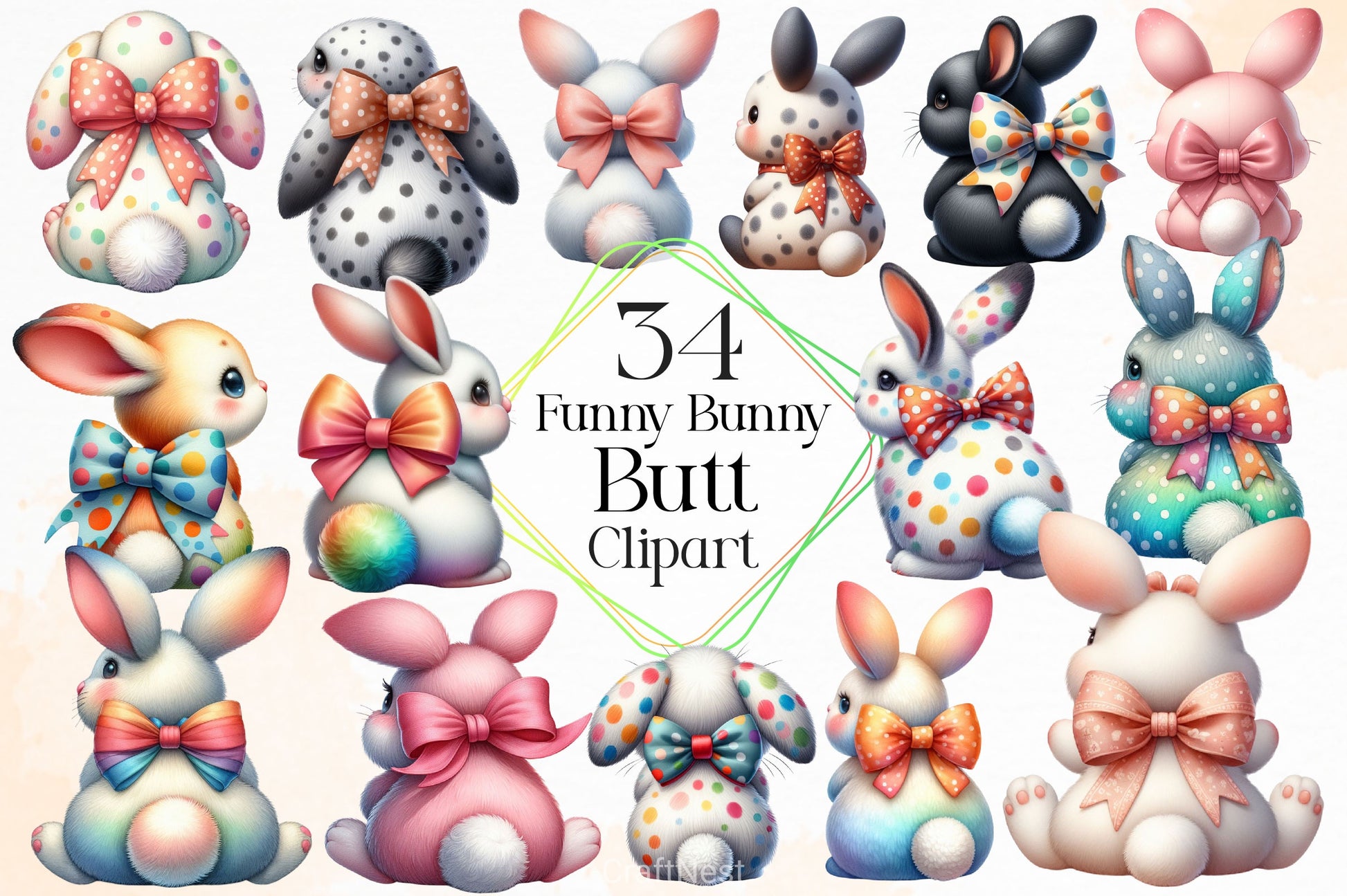 Funny Bunny Butt Clipart Bundle - CraftNest - Digital Crafting and Art