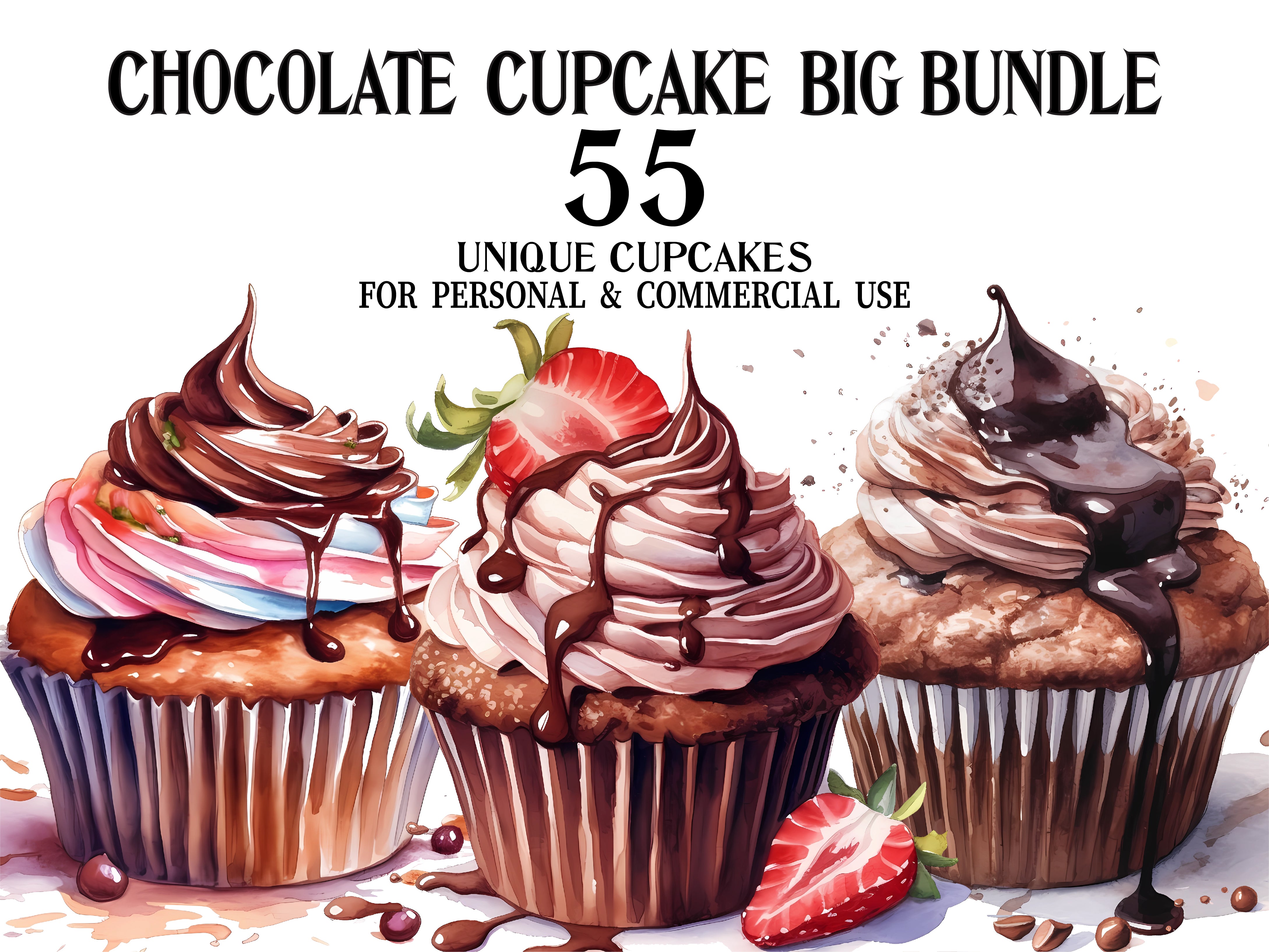 Chocolate Cupcakes Clipart - CraftNest