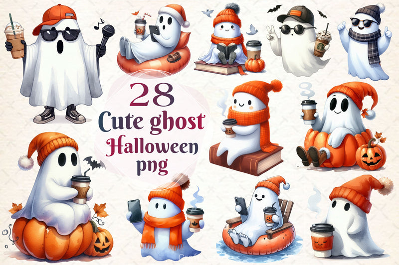 Halloween Ghost Drink Coffee Clipart Bundle 3 - CraftNest - Digital Crafting and Art